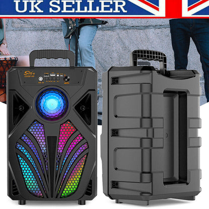 Portable Bluetooth Karaoke Speaker Machine Party Lights Mics LED Light Songs MP3