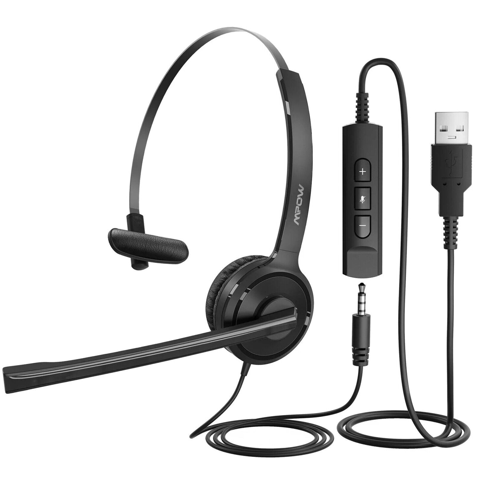 Single-Sided USB/3 5Mm Wired Headset with Microphone