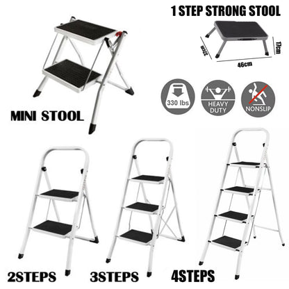 Safety Folding Step Stool 2-4 Step Ladder Portable Foldable Stepladder anti Slip Feet for Indoor Outdoor Home Office