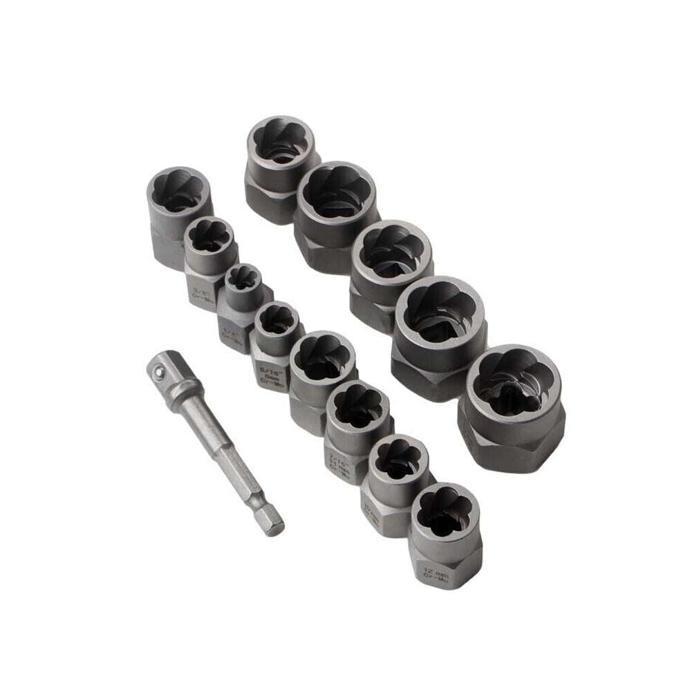 Damaged Impact Screw Removal 14Pcs Bolt Nut Extractor Twist Socket Tool Kit Set