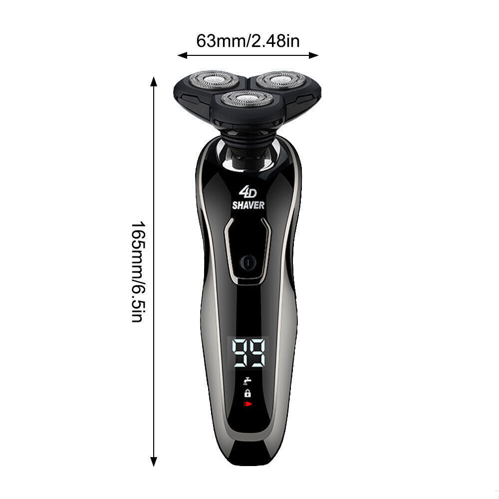 Mens Cordless Razor LCD Electric Shaver Razor Wet Dry Rotary Shaver Rechargeable