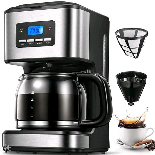 Coffee Maker, Filter Coffee Machine with Timer, 1.5L Programmable Drip Coffee Maker, 40Min Keep Warm & Anti-Drip System,