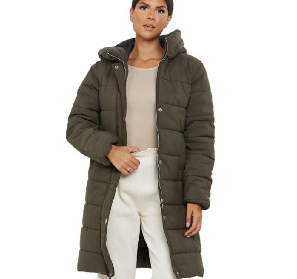 Womens Ladies Longline Hooded Jacket Long Sleeve Puffer Padded Bodywarmer Coat