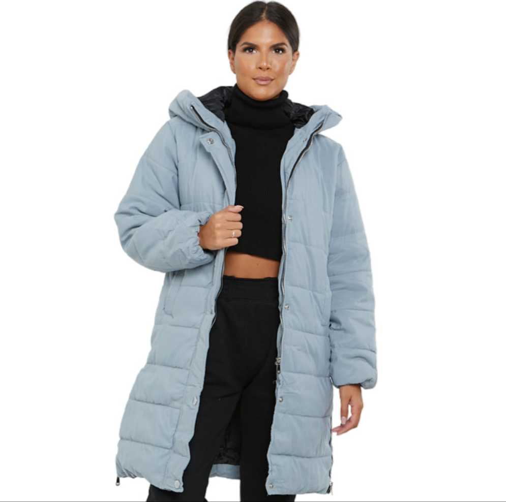 Womens Ladies Longline Hooded Jacket Long Sleeve Puffer Padded Bodywarmer Coat