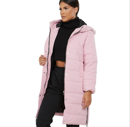 Womens Ladies Longline Hooded Jacket Long Sleeve Puffer Padded Bodywarmer Coat