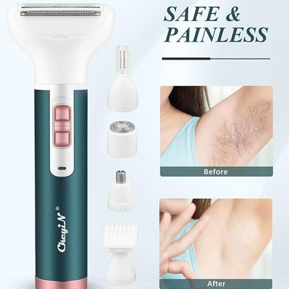 5 in 1 Women'S Electric Painless Shaver Leg Face Hair Removal Lady Razor Trimmer