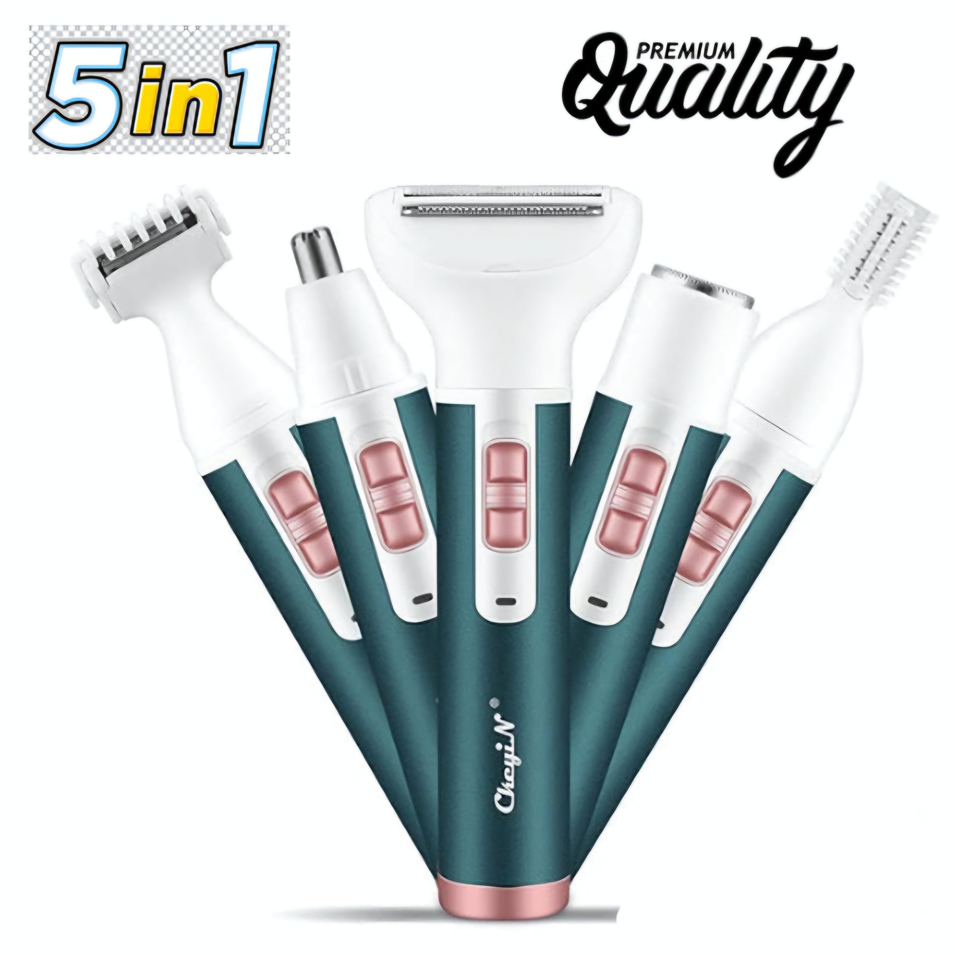 5 in 1 Women'S Electric Painless Shaver Leg Face Hair Removal Lady Razor Trimmer