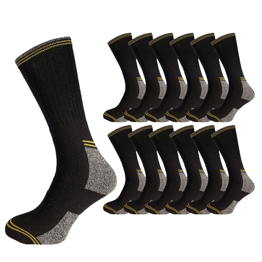 Mens Work Socks Workwear Reinforced Cushion Sole Boot Socks 12 Pairs Size 6-11