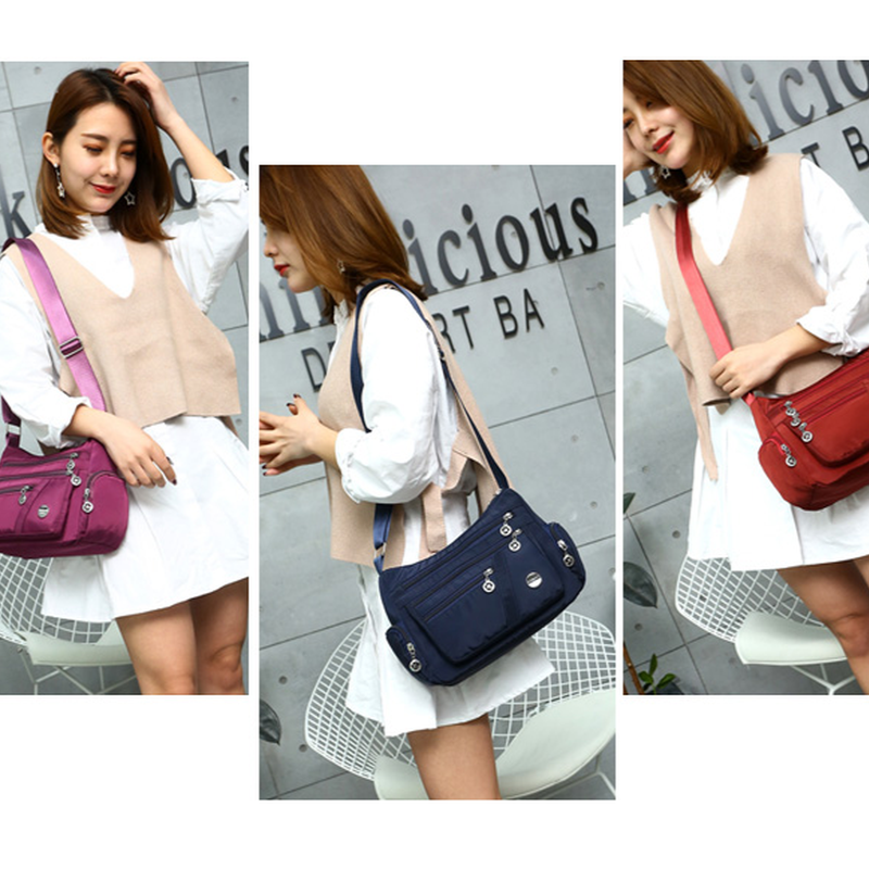 Women Ladies Multi Pocket Messenger Handbag Cross Body Bags Holiday Shoulder Bag