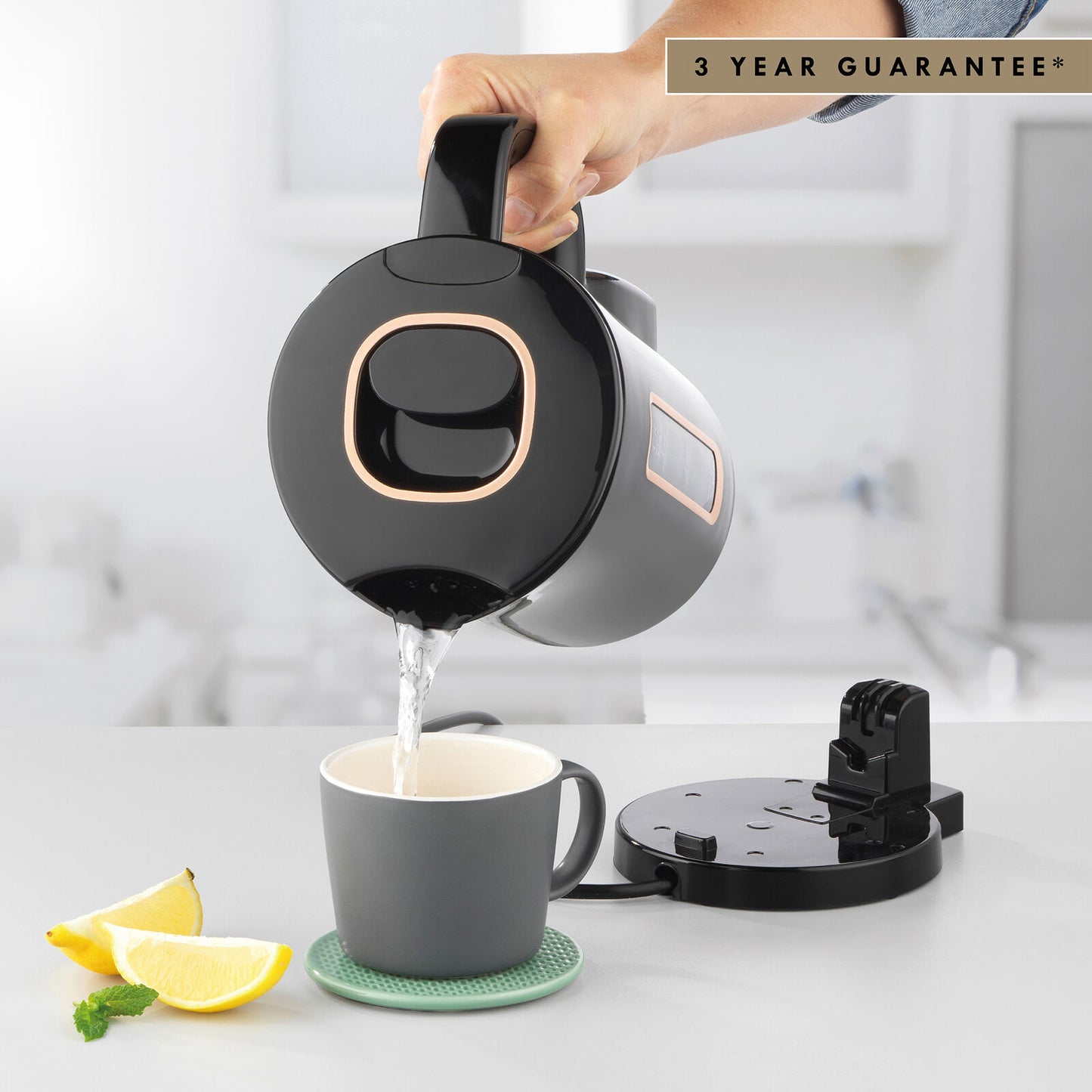 Progress Electric Jug Kettle Cordless Flip-Top Lid, Black & Gold 1.7L (Open Box)