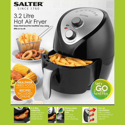 Salter 3.2L Air Fryer 30-Minute Timer 7 Presets Non-Stick Tray 1300W (Open Box)