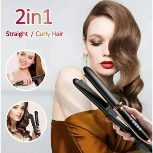 Hair Straightener Curler 2 In1 Salon Styling Nano Ceramic Flat Iron Hairstyling