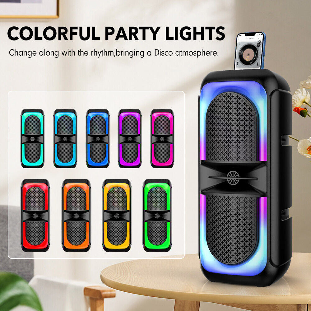 Wireless Bluetooth Party Speaker Subwoofer Bass Stereo Outdoor FM TWS USB RGB