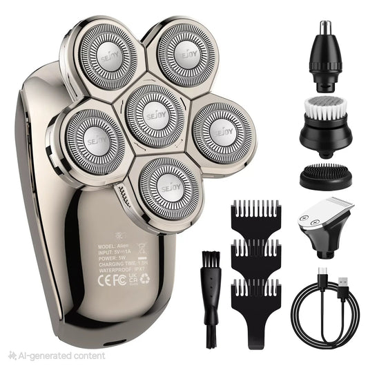 Electric Shaver Hair Clipper 5IN1 Beard Trimmer Bald Head Shaver Wet & Dry