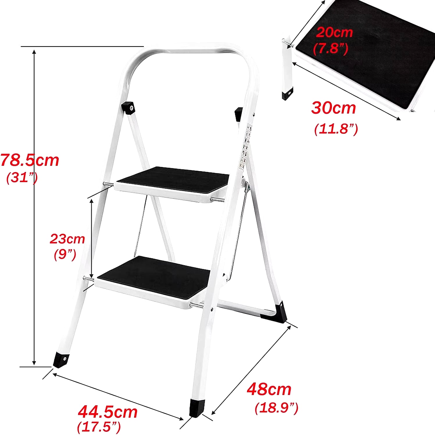 Safety Folding Step Stool 2-4 Step Ladder Portable Foldable Stepladder anti Slip Feet for Indoor Outdoor Home Office