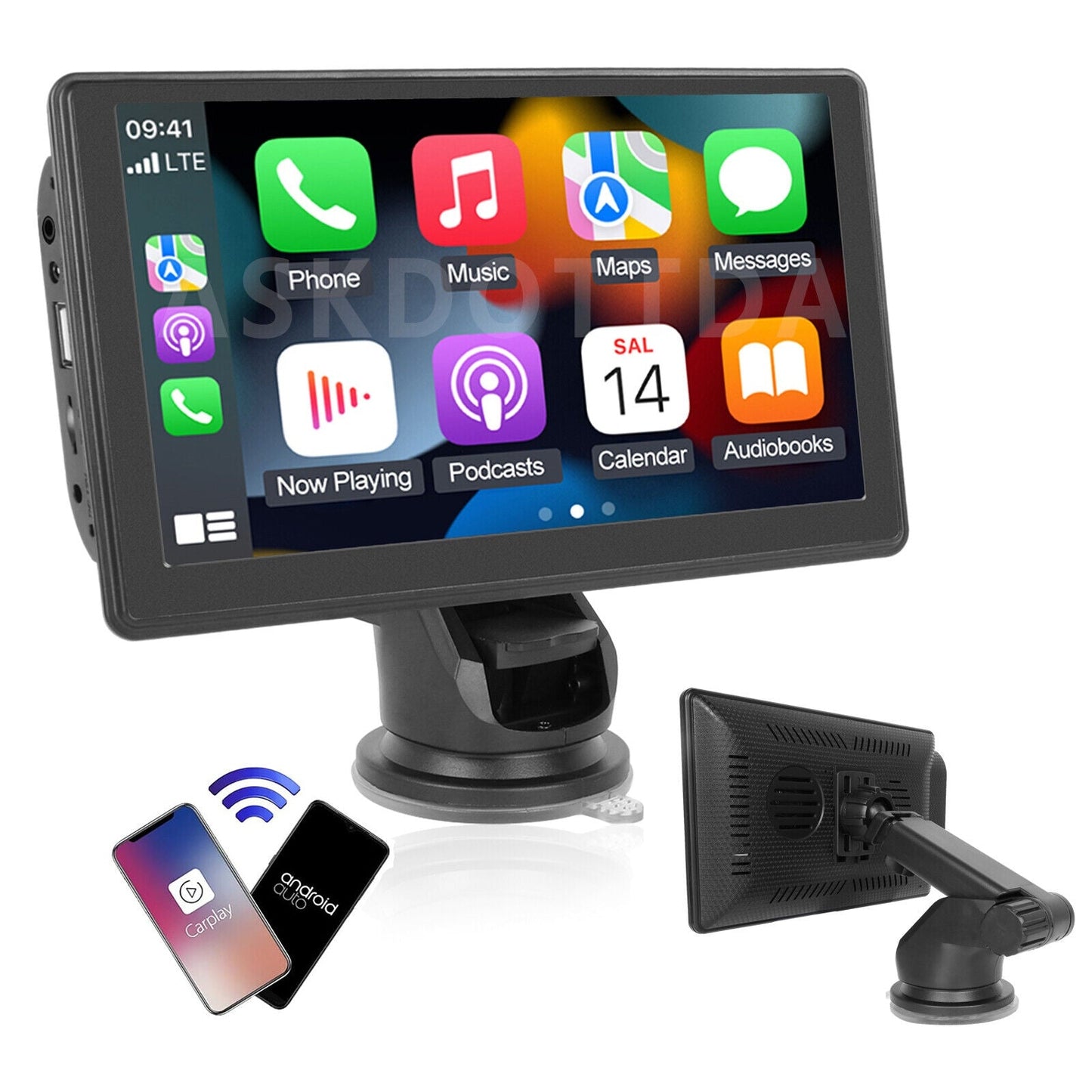 7" Wireless Apple Carplay Android Auto Portable Car Stereo Radio GPS Head Unit