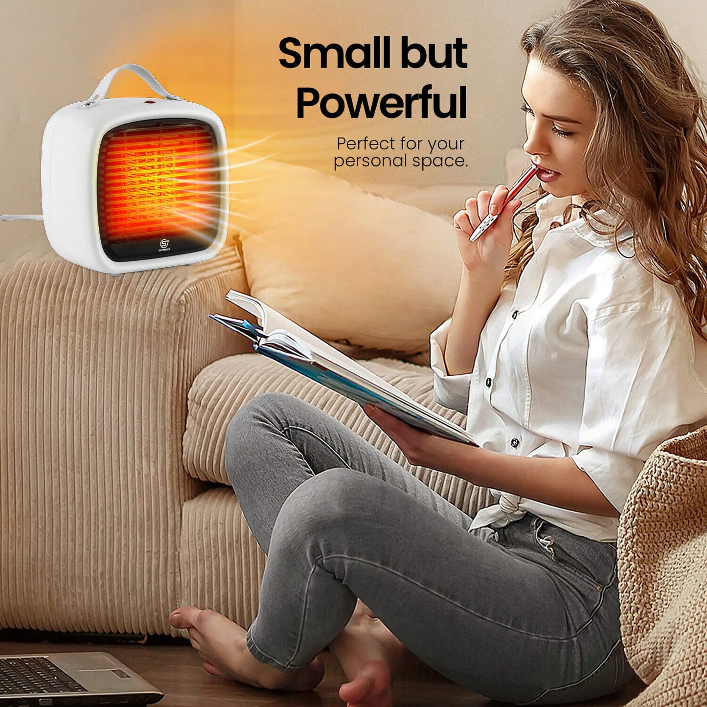 Mini Electric Fan Heater for Home Energy Saving Floor Desk Office 1200W