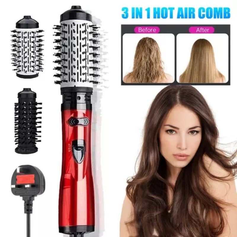 3In1 Hot Air Styler and Rotating Hair Dryer Hair Straightener Curler Brush Comb