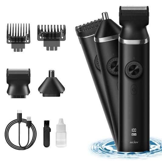 Electric Hair Trimmer for Men 3 in 1 Shaver Razor Cordless Hair Clipper Rechargeable Nose Hair Trimmer with LED Display