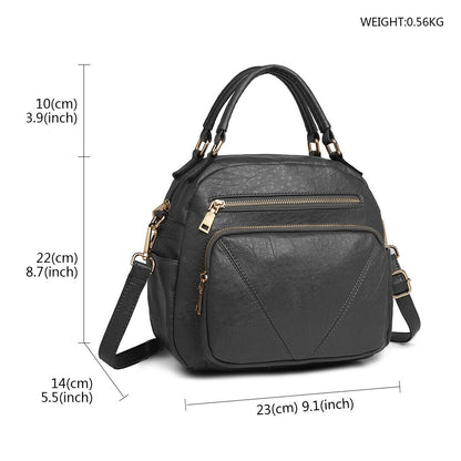 Ladies Bowler Shoulder Cross Body Bag Women Faux Leather Tote Handbag