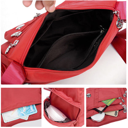 Women Ladies Multi Pocket Messenger Handbag Cross Body Bags Holiday Shoulder Bag