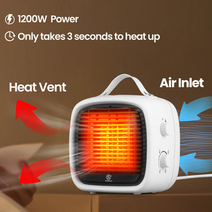 Mini Electric Fan Heater for Home Energy Saving Floor Desk Office 1200W