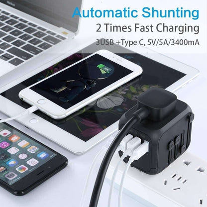 Universal Travel Adapter World Wide Use Multi Plug Charger UK EU AU US USB Ports