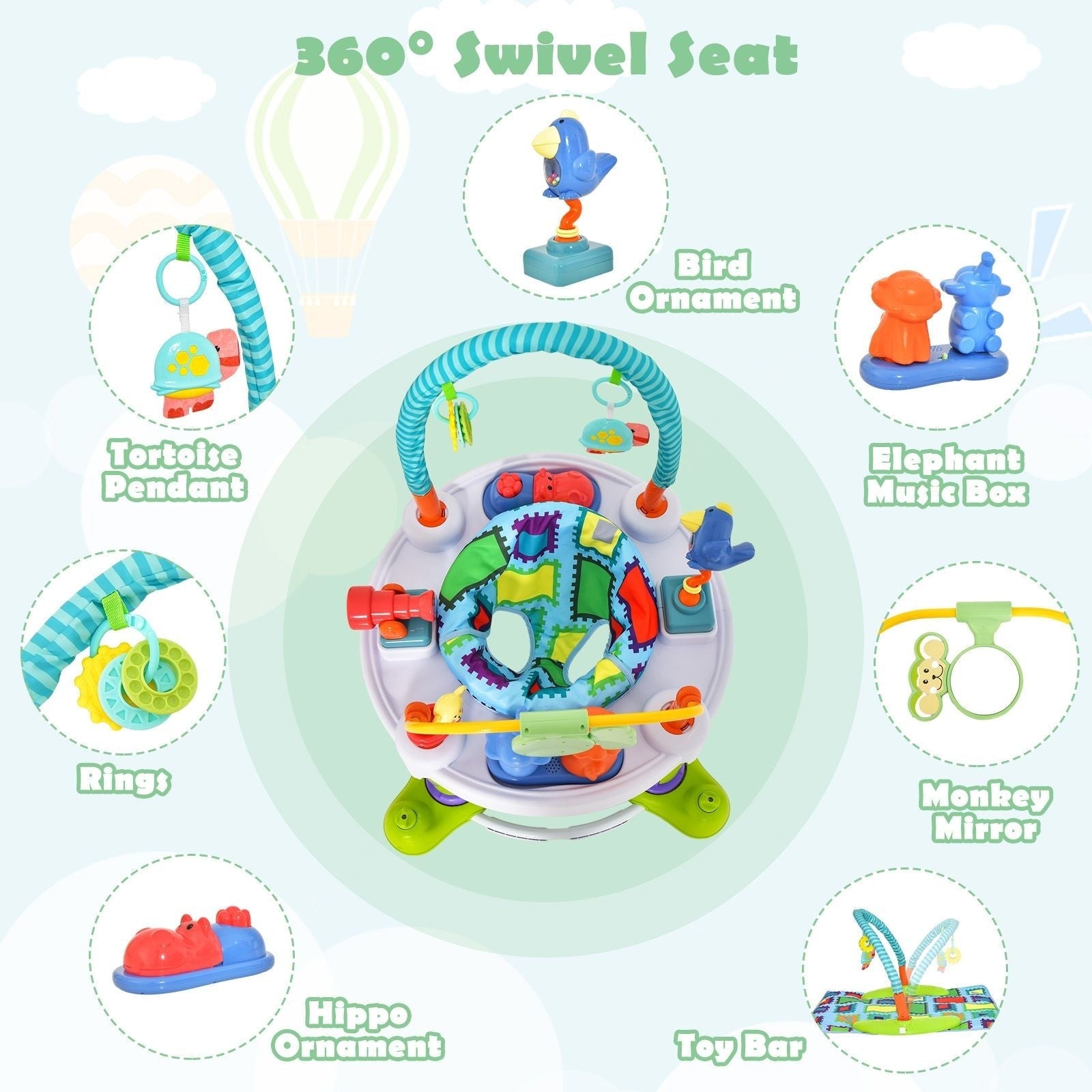 4 - In - 1 Baby Bouncer Activity Center with 3 Adjustable Heights - Scott3