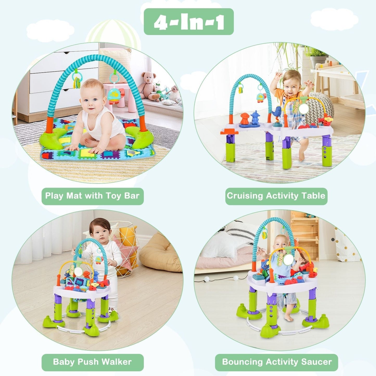 4 - In - 1 Baby Bouncer Activity Center with 3 Adjustable Heights - Scott3