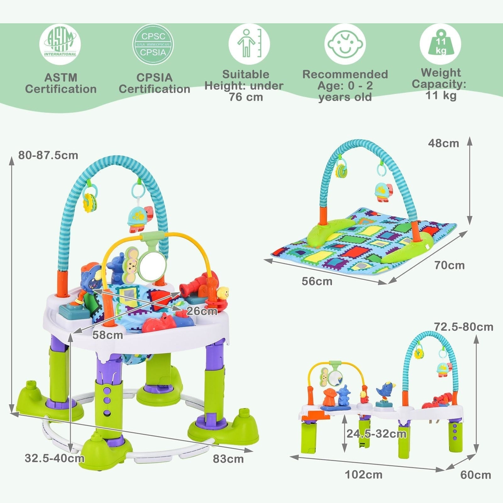 4 - In - 1 Baby Bouncer Activity Center with 3 Adjustable Heights - Scott3