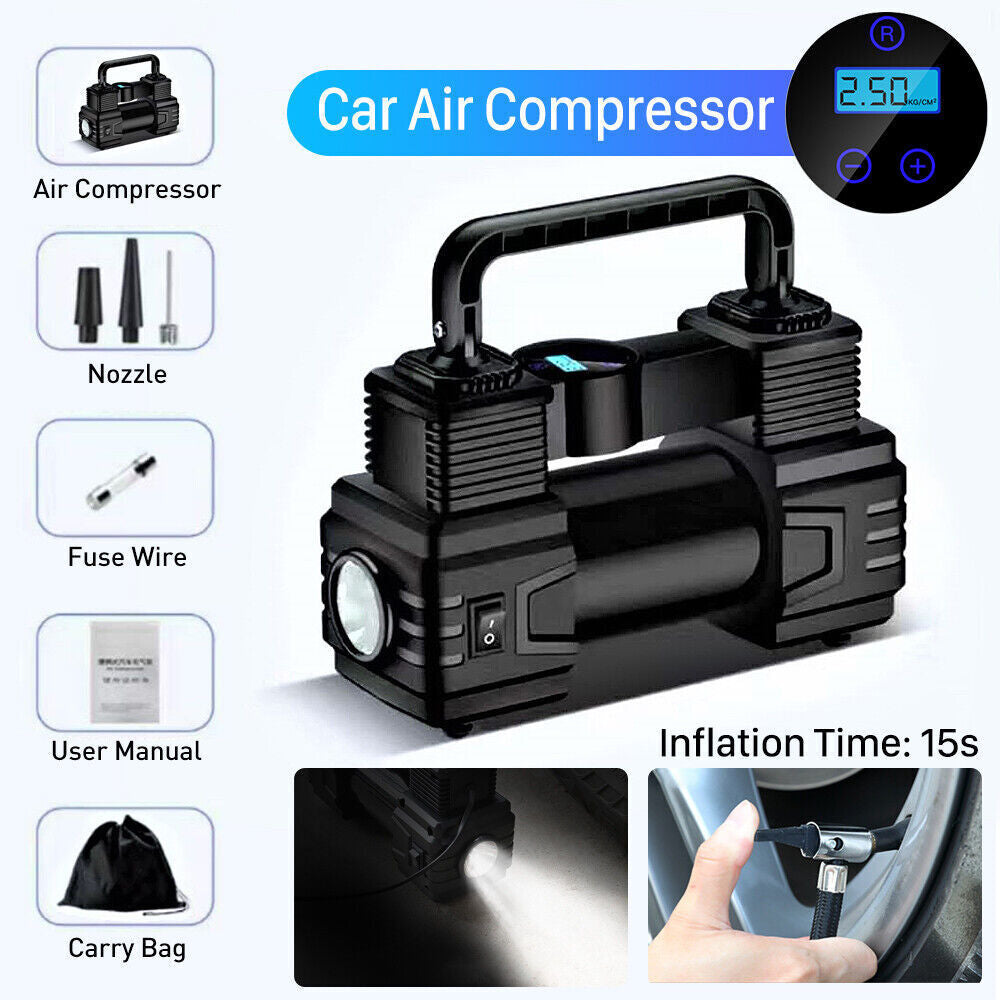 HEAVY DUTY 12V CAR TYRE ELECTRIC INFLATOR 150PSI AIR COMPRESSOR PUMP PORTABLE UK