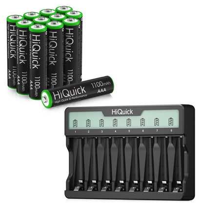 Hiquick AAA AA 1100Mah 2800Mah Rechargeable Battery / 8 Slots Charger Lot