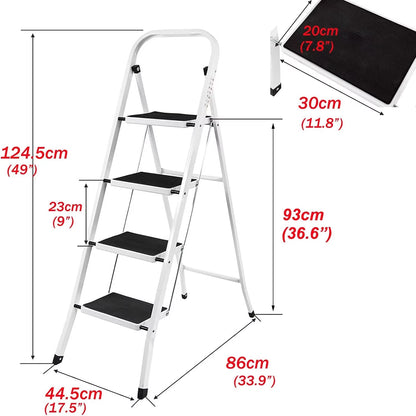 Safety Folding Step Stool 2-4 Step Ladder Portable Foldable Stepladder anti Slip Feet for Indoor Outdoor Home Office