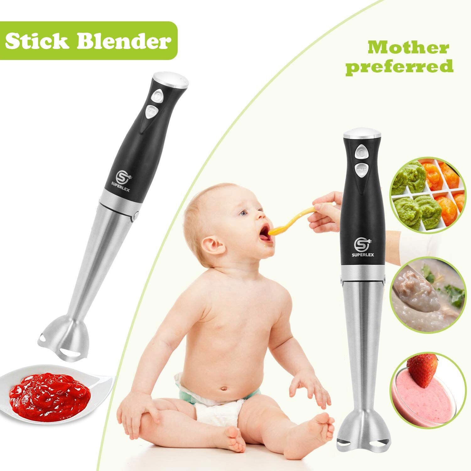 700W Electric Hand Held Blender Stick Food Processor Mixer Fruit Whisk 2-Speed