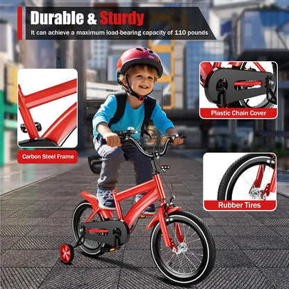 Kids Bike for Ages 3-6 Years Old Boys Girls 14 Inch Kid'S Bikes with Training Wheels High Carbon Steel Children'S Bicycle