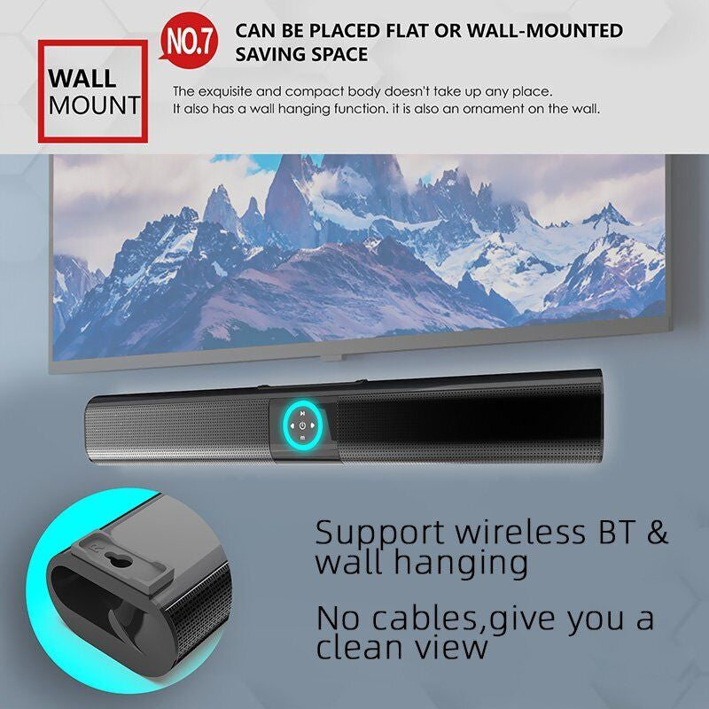 TV Sound Bar Home Theater Subwoofer Bluetooth Soundbar Wireless Wired Speaker UK