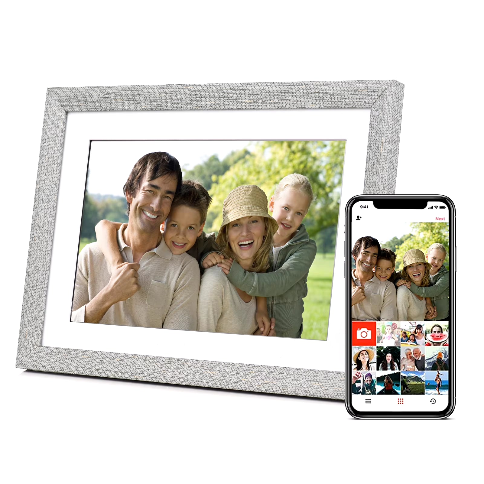 10.1-Inch Wifi Digital Photo Frame Cloud Digital Picture Frame TFT Screen Touch Control 16GB Storage Auto Rotation Share