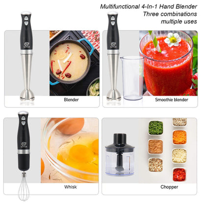 700W 4-In-1 Electric Blender Stick Food Processor Mixer Whisk & Chopper Handheld