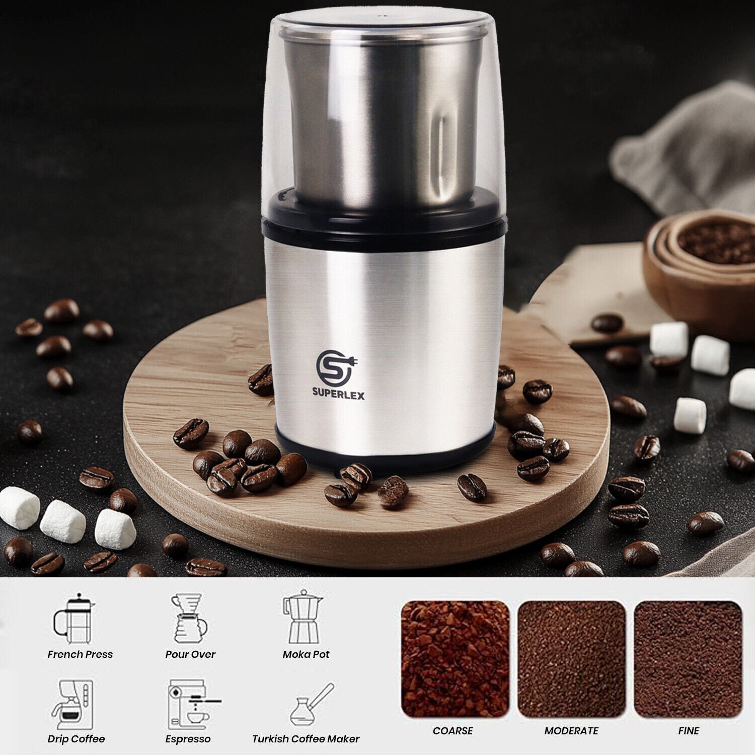 200W Coffee Grinder Grinding Milling Beans Multi Blender for Nut Spice Pepper