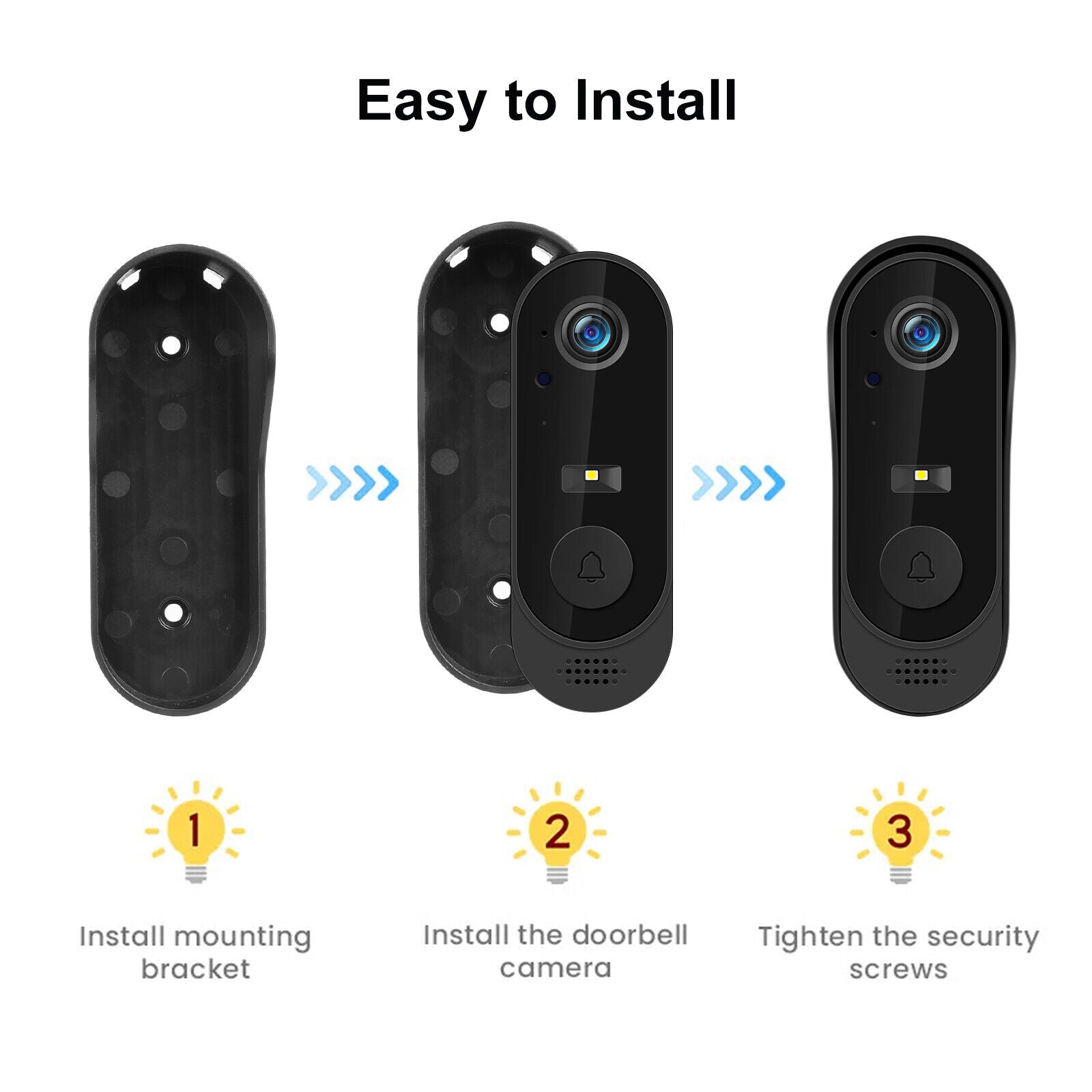 Smart Wireless Video Doorbell Phone Security Camera Wifi Door Bell Ring Intercom