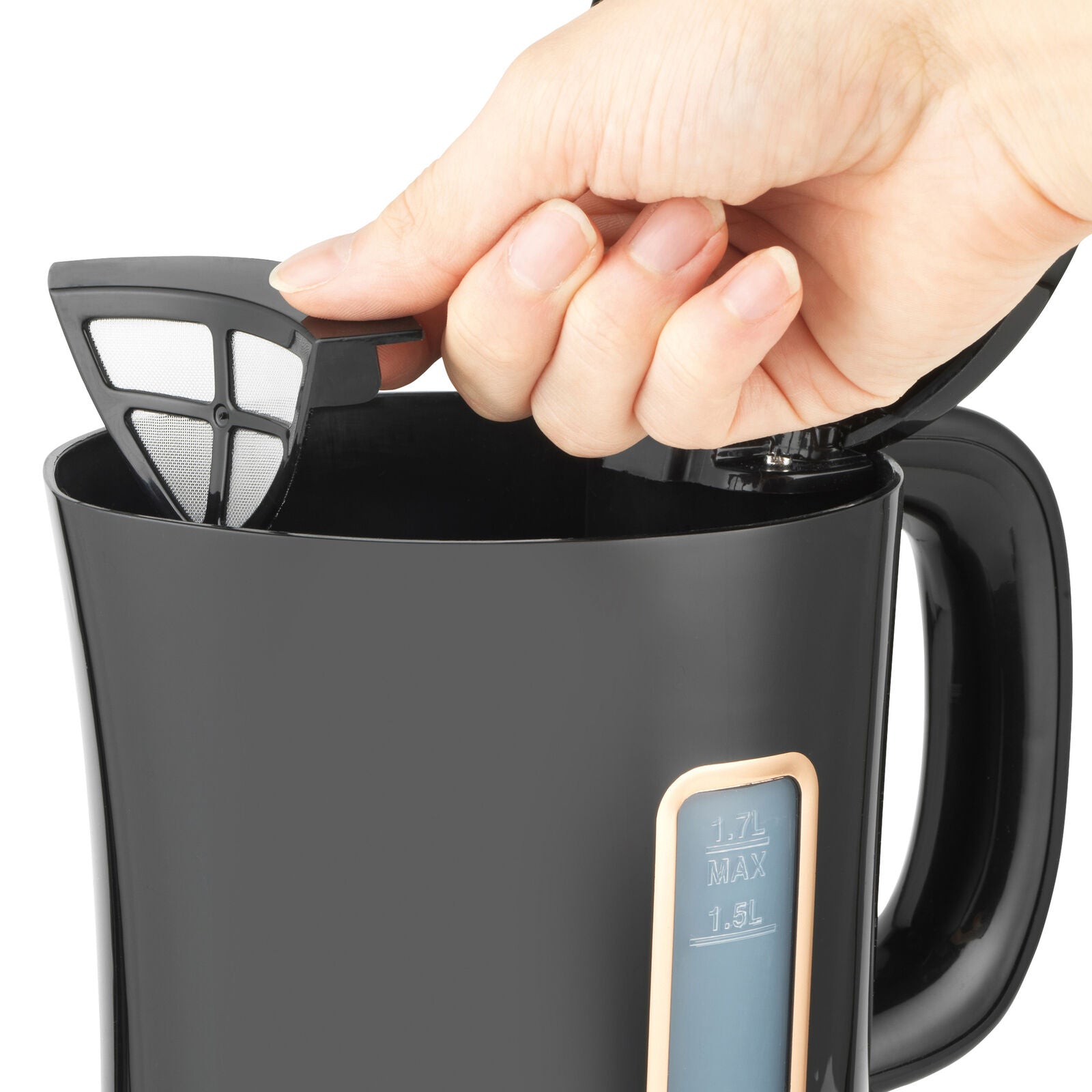 Progress Electric Jug Kettle Cordless Flip-Top Lid, Black & Gold 1.7L (Open Box)