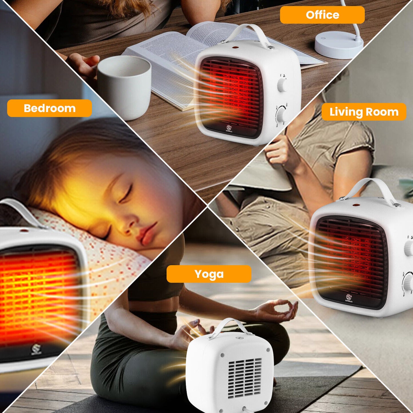 Mini Electric Fan Heater for Home Energy Saving Floor Desk Office 1200W