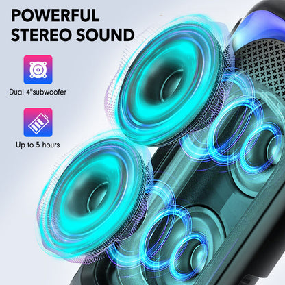 Wireless Bluetooth Party Speaker Subwoofer Bass Stereo Outdoor FM TWS USB RGB