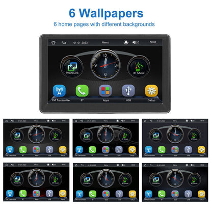 7" Wireless Apple Carplay Android Auto Portable Car Stereo Radio GPS Head Unit