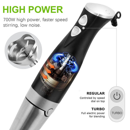 700W Electric Hand Held Blender Stick Food Processor Mixer Fruit Whisk 2-Speed