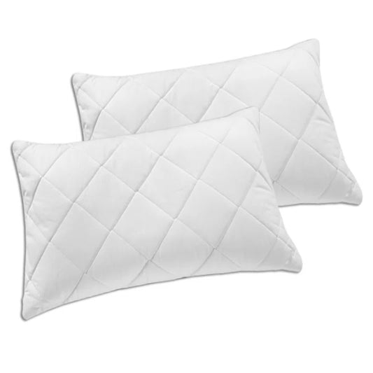 Quilted Pillow Pair Hollowfibre Filling - Firm