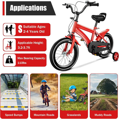 Kids Bike for Ages 3-6 Years Old Boys Girls 14 Inch Kid'S Bikes with Training Wheels High Carbon Steel Children'S Bicycle