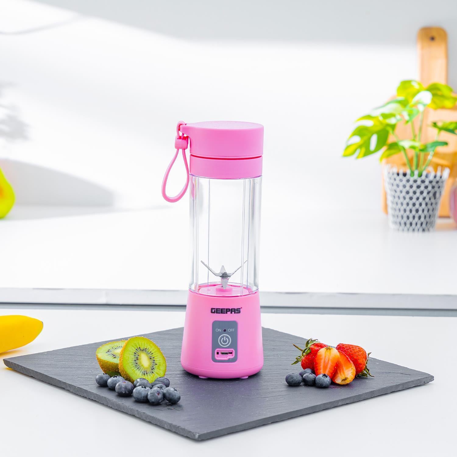 Portable Blender Smoothie Maker 330ML Rechargeable Fruit Mixer Mini Juicer Pink