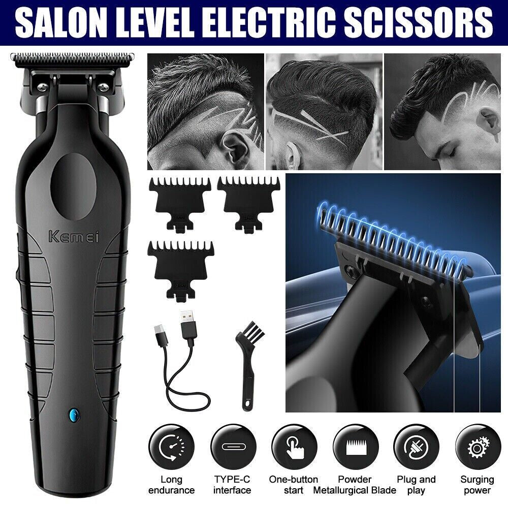 Hair Beard Trimmer Kemei Cordless Professional Barber Zero Gap Clipper