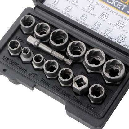 Damaged Impact Screw Removal 14Pcs Bolt Nut Extractor Twist Socket Tool Kit Set